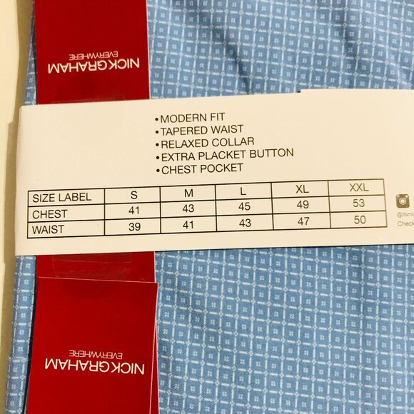 Nick Graham Men's Shirt XL Printed Performance Stretch Short Sleeve Shirt Blue X - Picture 6 of 8